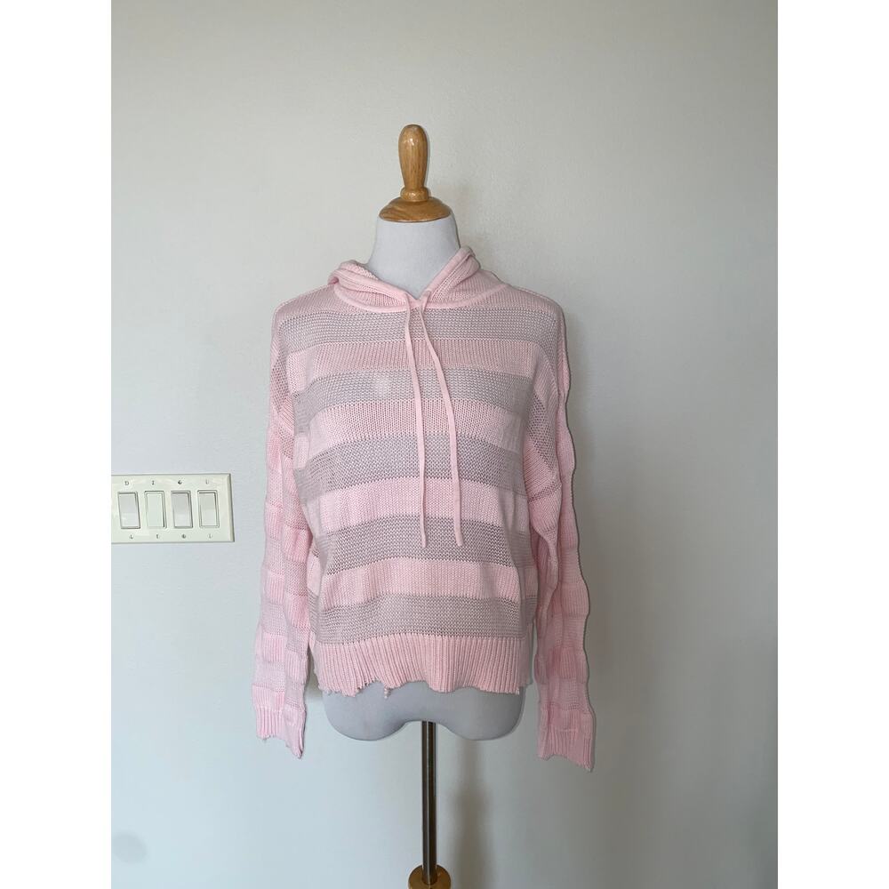 R+A Hoodie Sweater Pink Factory Distress size SMall